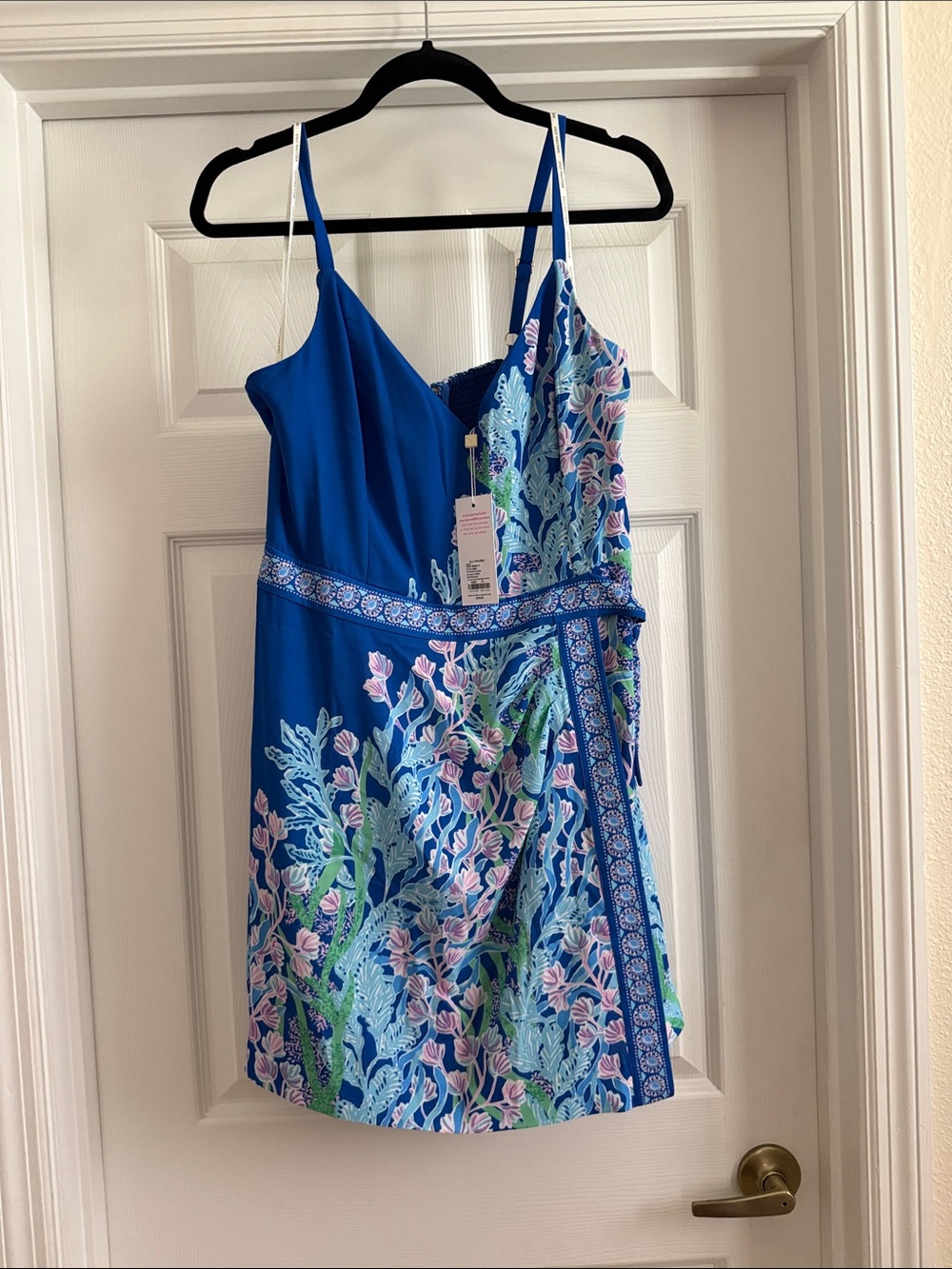 NWT Lilly Pulitzer Nettie Blue Floral Wrap-Style Romper